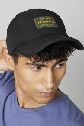 printed polyester blend men's casual cap - black