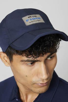 printed polyester blend men's casual cap - blue