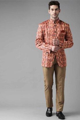 printed polyester blend regular fit mens suit - d35khmu multi