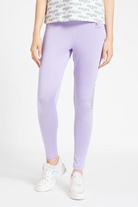 printed polyester blend skinny fit women's tights - lilac