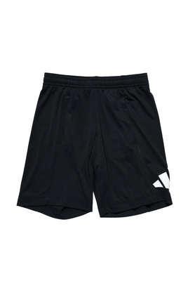 printed polyester regular fit boys shorts - black