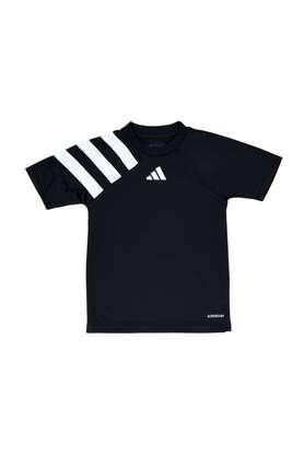 printed polyester regular fit boys t-shirt - black