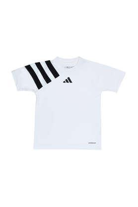 printed polyester regular fit boys t-shirt - white
