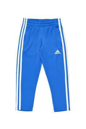 printed polyester regular fit boys track pants - blue