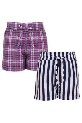 printed polyester regular fit girls shorts - purple