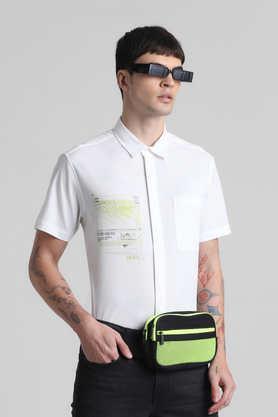 printed polyester regular fit men's casual shirt - white