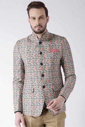 printed polyester regular fit men's jacket - multi