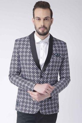 printed polyester regular fit men's jacket - multi