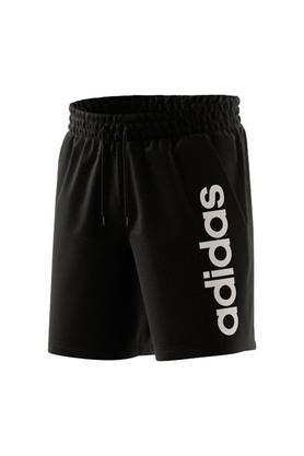 printed polyester regular fit men's shorts - black
