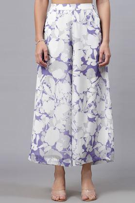 printed polyester regular fit women's palazzos - lavender