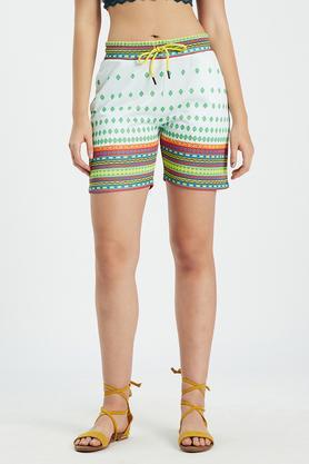 printed polyester regular fit women's shorts - multi
