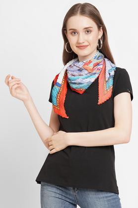 printed polyester regular fit womens casual scarf - orange