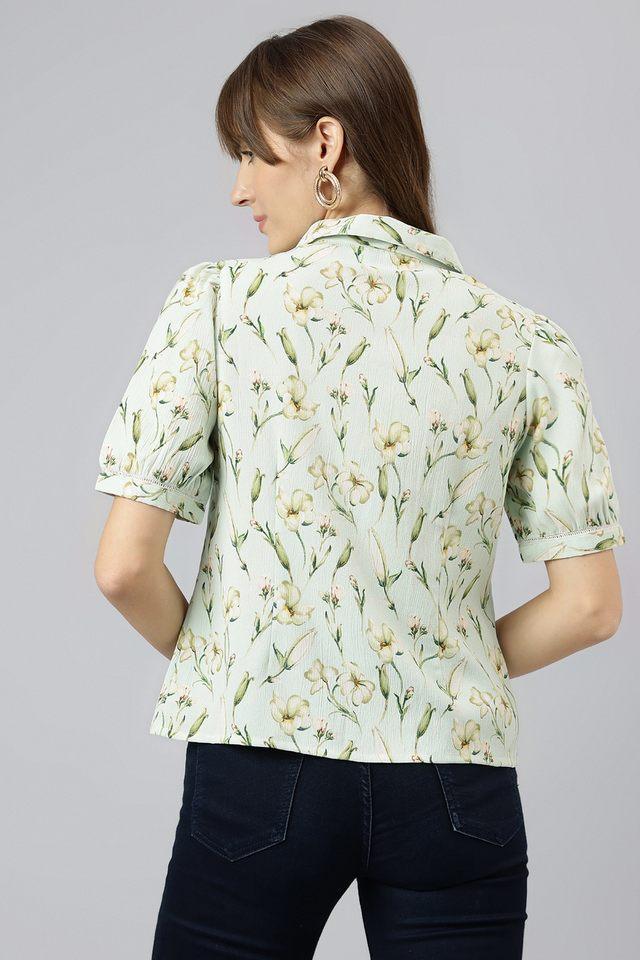 printed polyester regular fit womens casual shirt