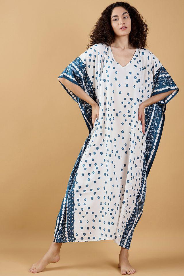 printed polyester regular fit womens kaftan