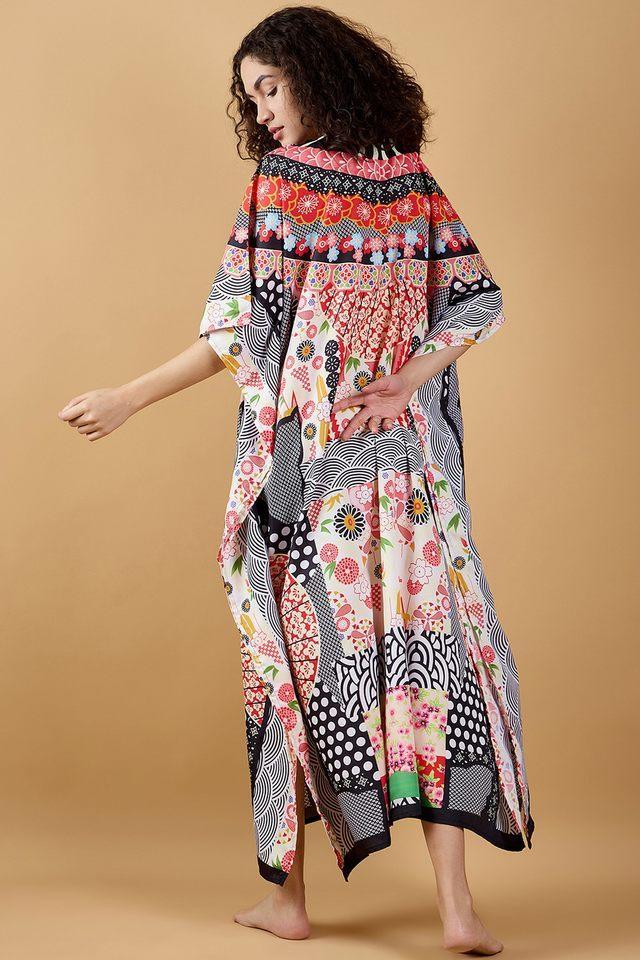 printed polyester regular fit womens kaftan