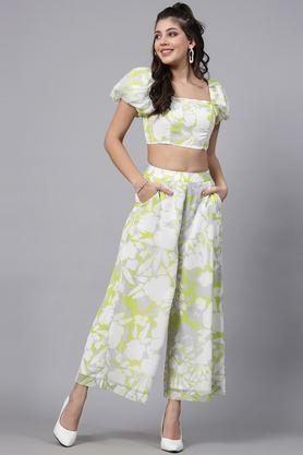 printed polyester relaxed fit women's palazzos - yellow