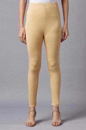 printed polyester spandex women's casual tights - gold
