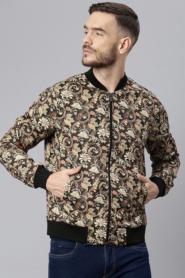 printed polyester viscose collared mens jacket