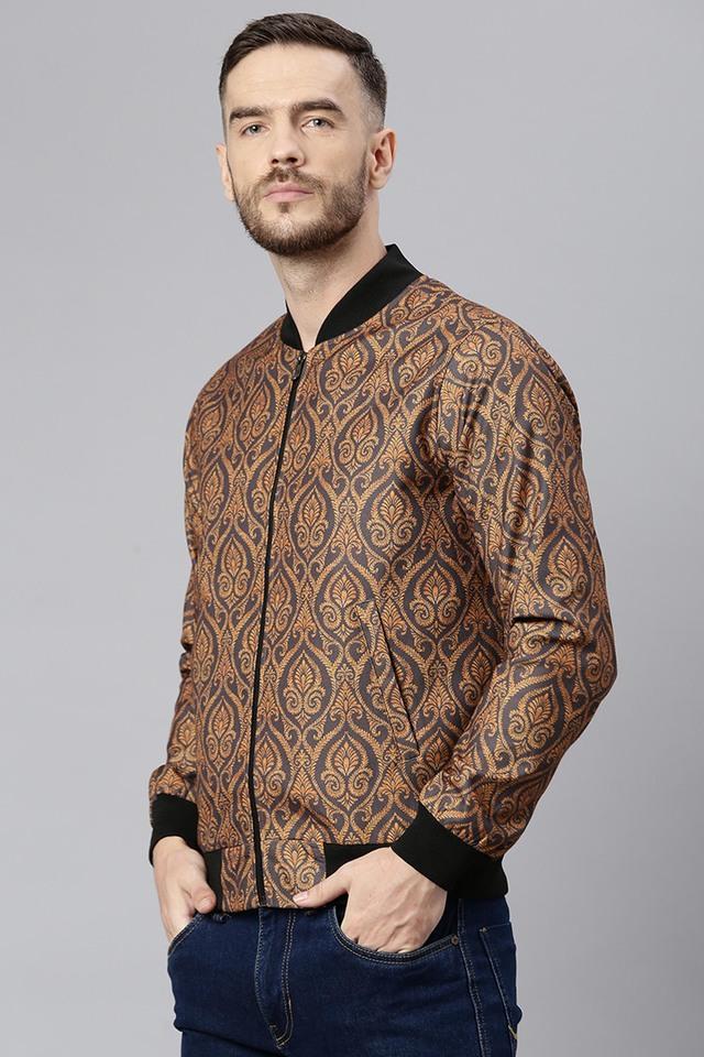 printed polyester viscose collared mens jacket