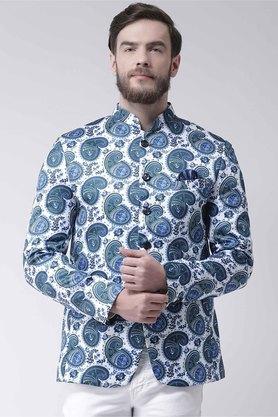 printed polyester viscose regular fit mens jacket - multi