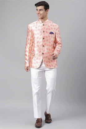 printed polyester viscose regular fit mens suit - d143whi pink