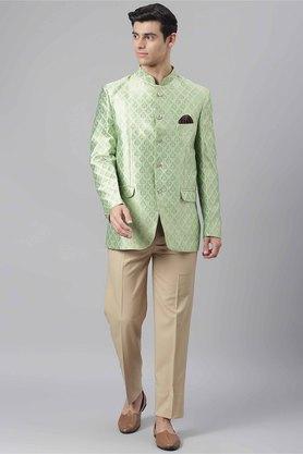 printed polyester viscose regular fit mens suit - d144bei green