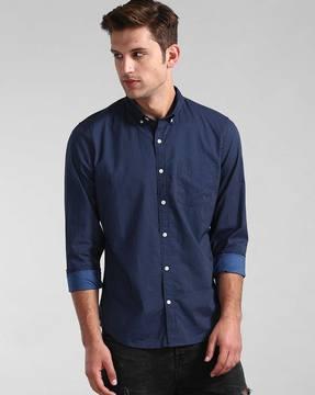 printed poplin slim fit shirt