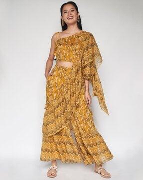 printed pre-stitched saree
