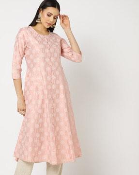 printed princess-seam flared kurta