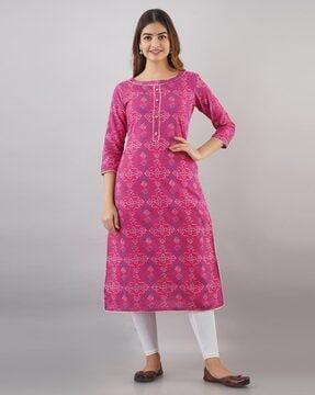 printed pure cotton straight kurta