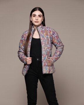 printed quilted puffer jacket