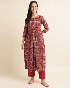 printed rayon anarkali kurta