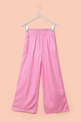 printed rayon blend regular fit girl's pants - pink