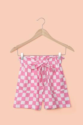 printed rayon blend regular fit girl's shorts - pink