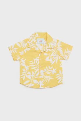 printed rayon collared infant boys shirt - yellow