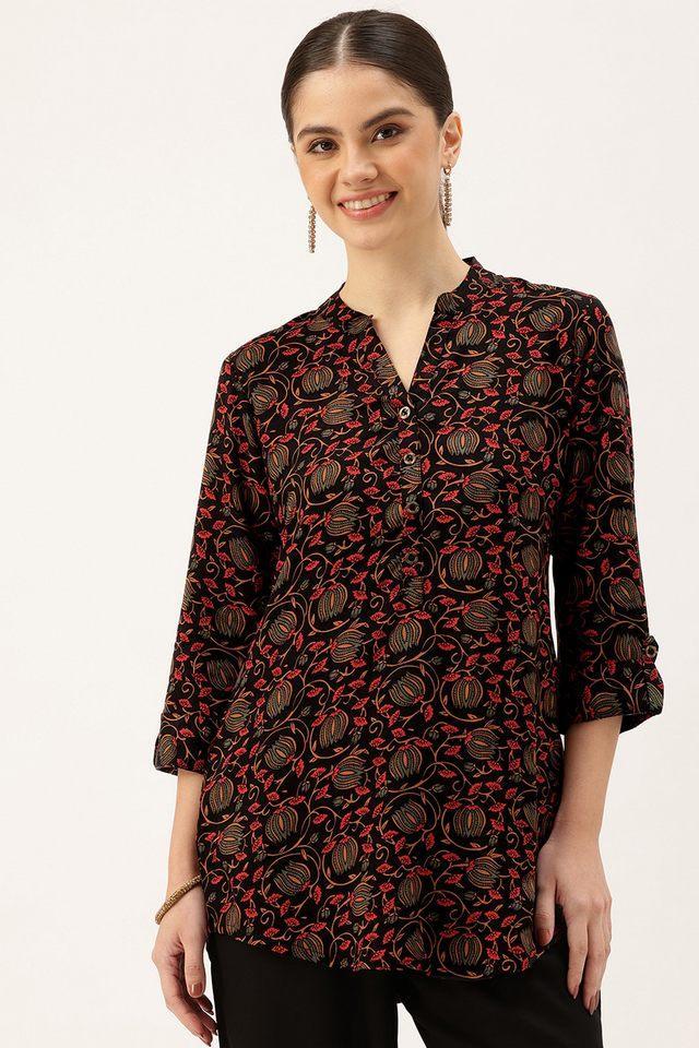 printed rayon collared womens tunic