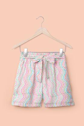 printed rayon regular fit girl's shorts - multi
