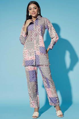 printed rayon regular fit women's kurta palazzo set - multi