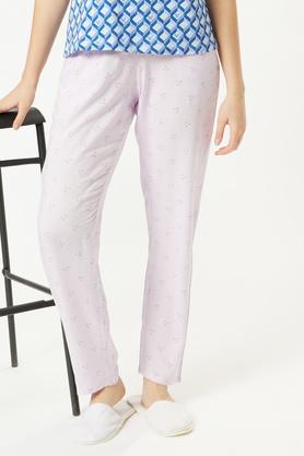 printed rayon regular fit women's pyjamas - lilac
