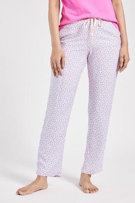 printed rayon regular fit women's pyjamas - pink