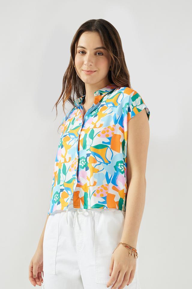 printed rayon regular fit womens shirt