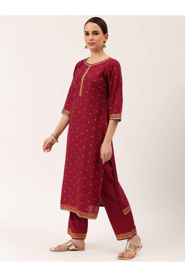 printed rayon round neck womens kurta dupatta set