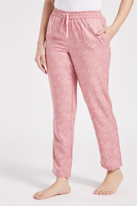 printed rayon women's casual wear pyjama - dusty pink
