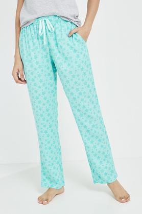 printed rayon women's casual wear pyjama - mint
