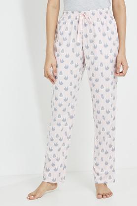 printed rayon women's casual wear pyjama - pink