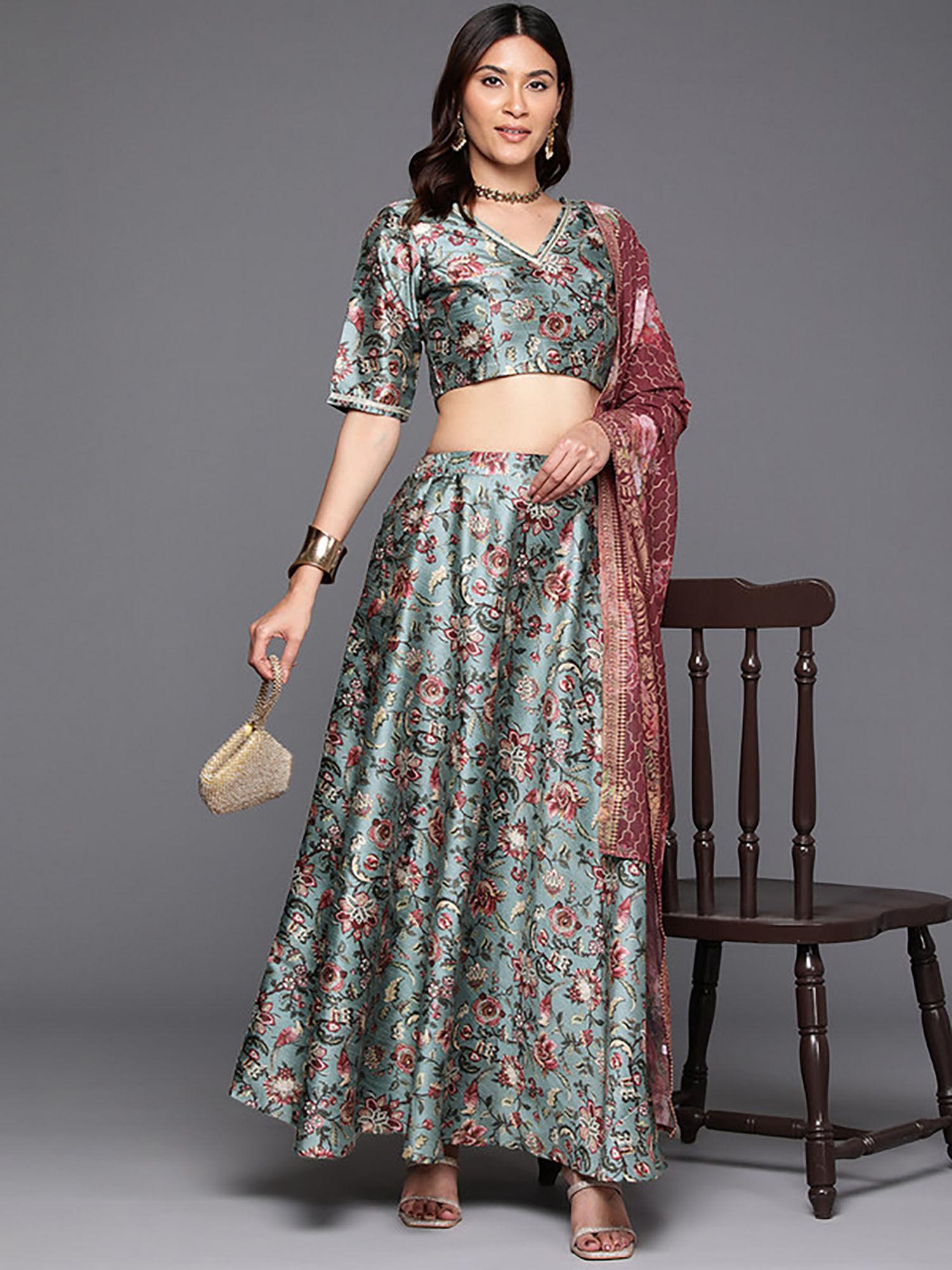 printed ready to wear skirt and blouse with dupatta (set of 3)