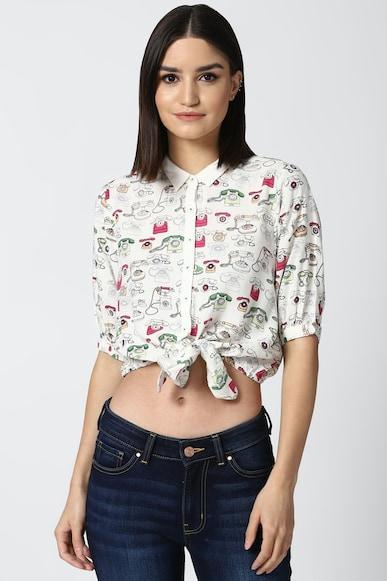printed regular fit cropped shirts