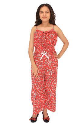 printed regular fit georgette casual wear casual wear top & culottes set - red