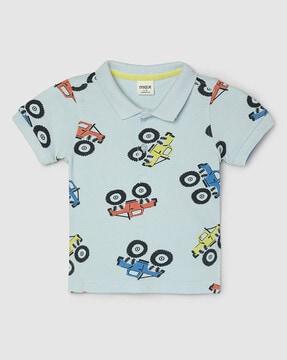 printed regular fit polo t-shirt with short sleeves