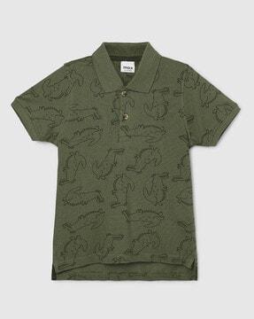printed regular fit polo t-shirt with short sleeves